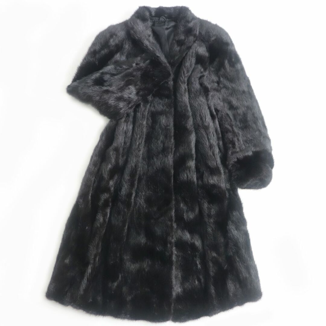 美品☆MINK ミンク 逆毛 本毛皮超ロングコート ダークブラウン