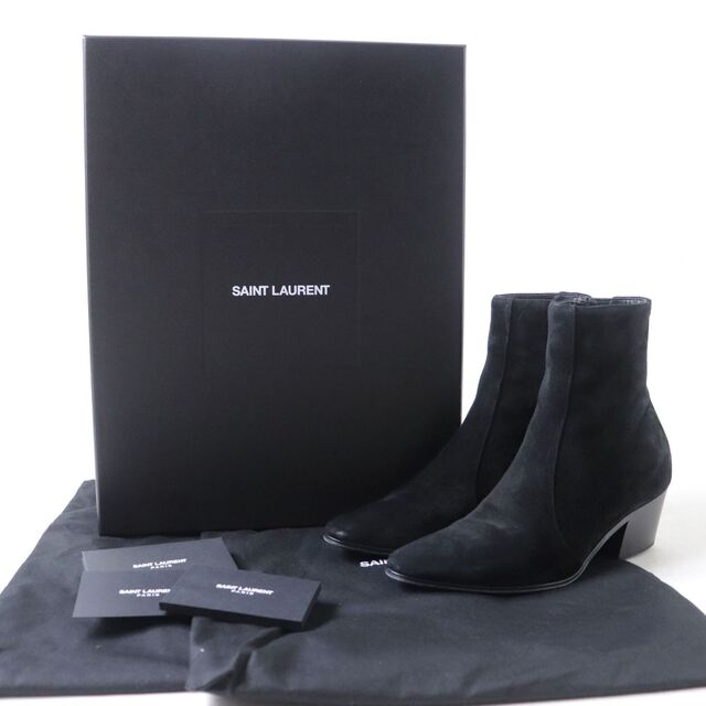 サンローラン ショートブーツ ブラック YSL レザー - ブーツ