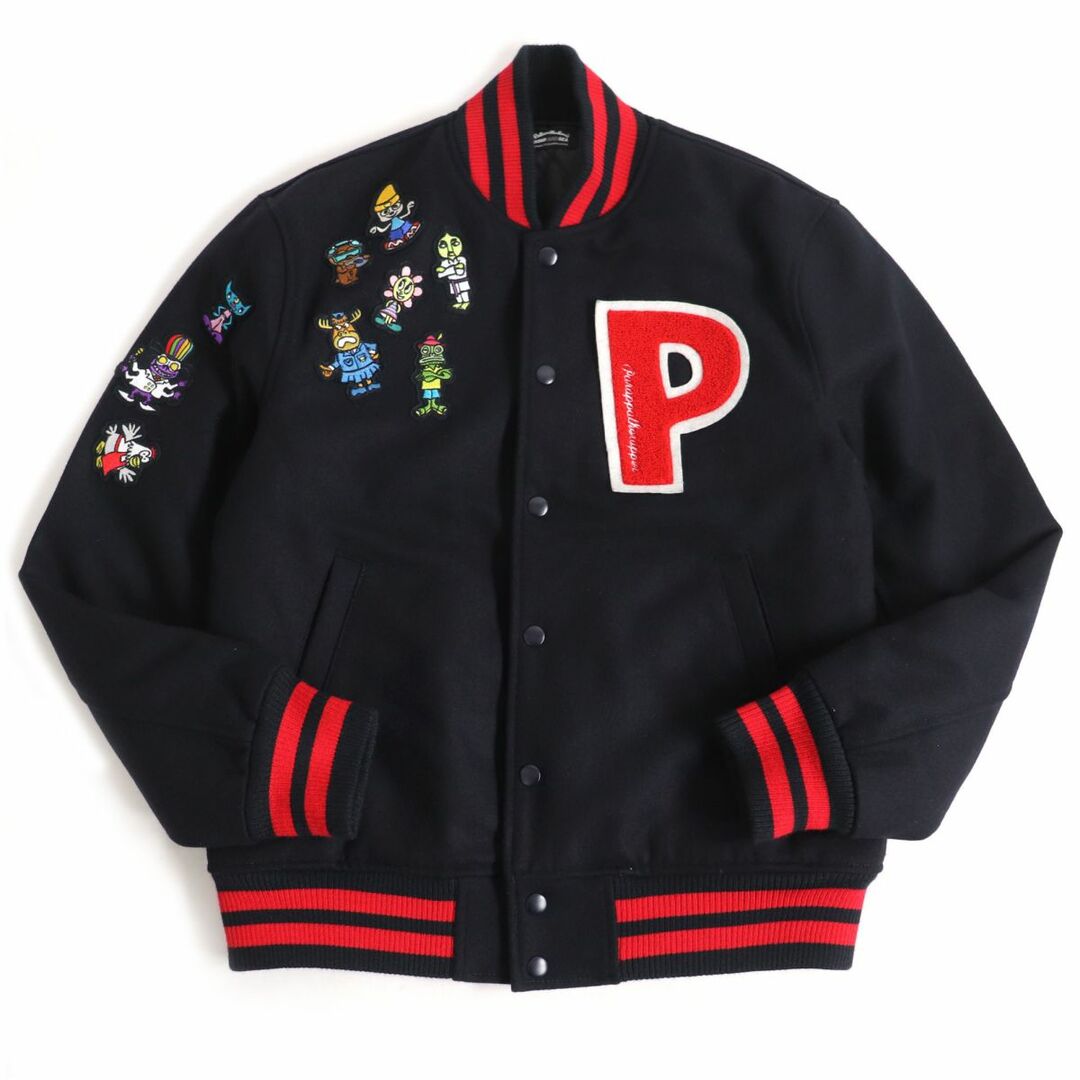 極美品□21AW ウィンダンシー×パラッパラッパー WDS-PARRAPA-2-01 ワッペン 中綿入り バーシティジャケット/スタジャン ネイビー S 正規品