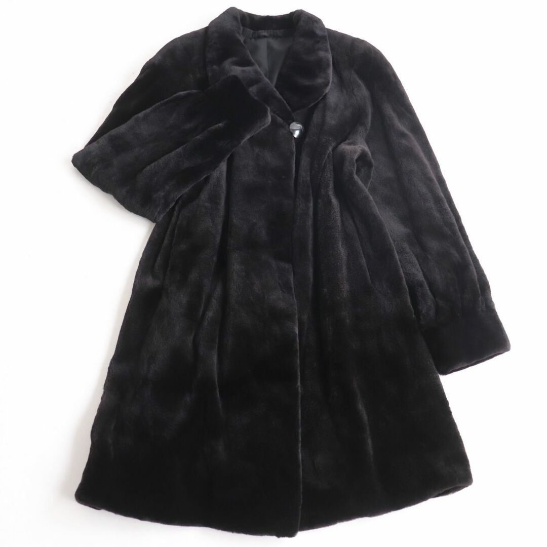 美品☆MINK シェアードミンク 本毛皮コート ダークブラウン(ブラック