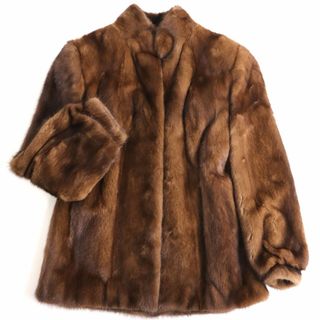 毛並み極美品◇MINK ミンク 本毛皮コート ブラウン 13 毛質艶やか