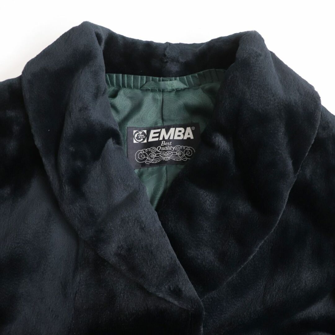 美品☆EMBA シェアードミンク 裏地ペイズリー柄 本毛皮コート ダーク