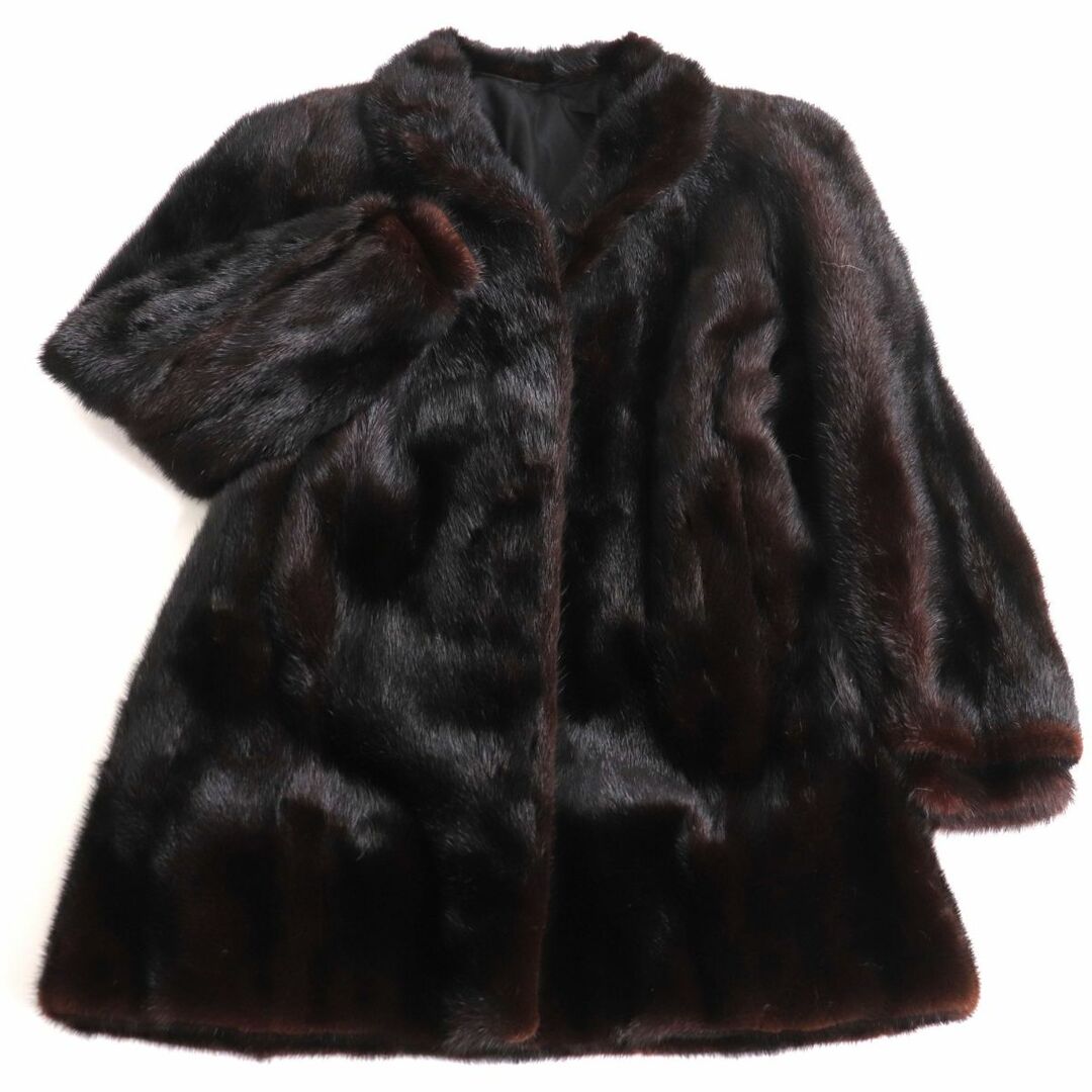 値下げミンクファー MINK FUR 毛皮 Mショートコート ダークブラウン系