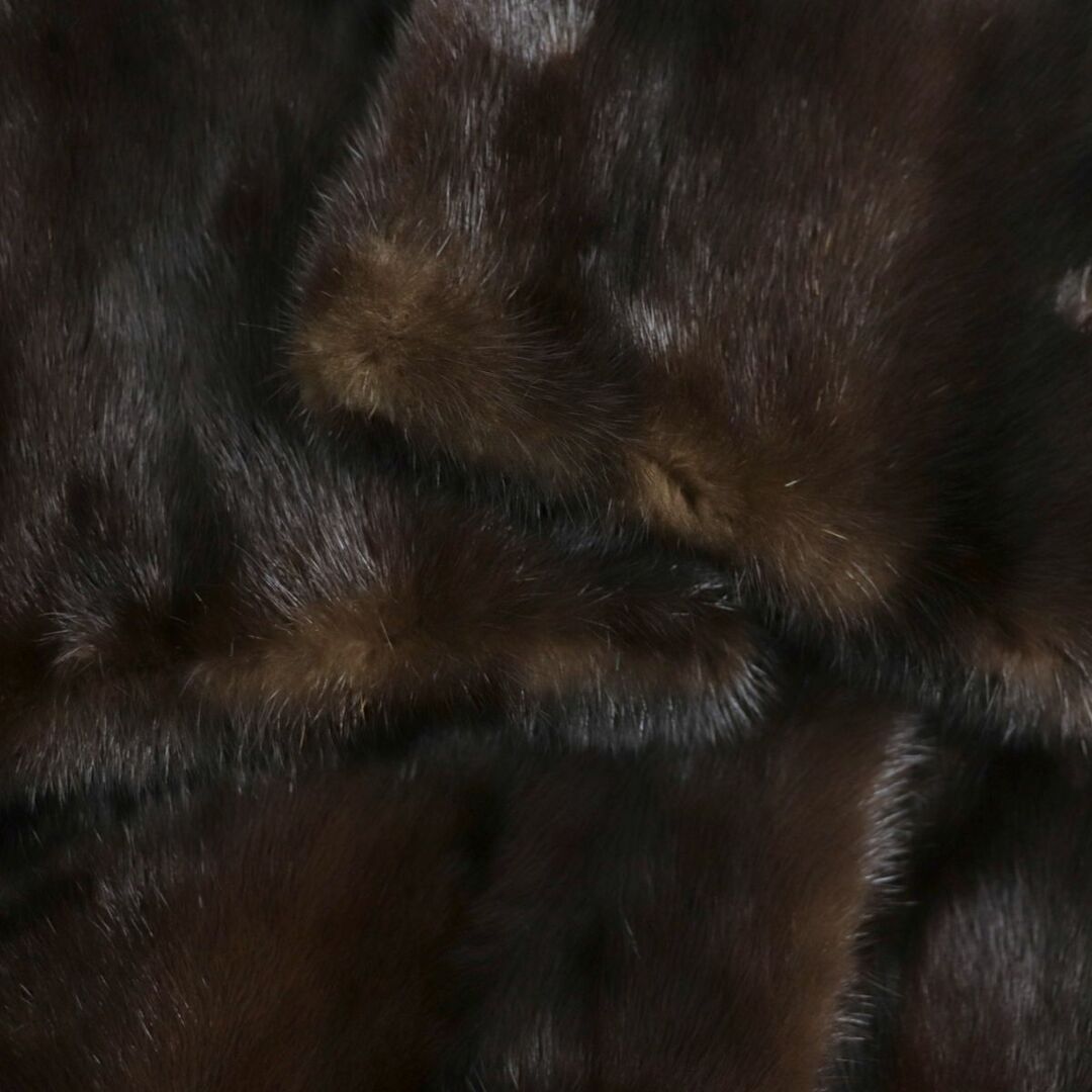 美品▼DONALD BROOKS MINK ミンク 逆毛 裏地花柄刺繍入り 本毛皮超ロングコート ダークブラウン 毛質艶やか・柔らか◎