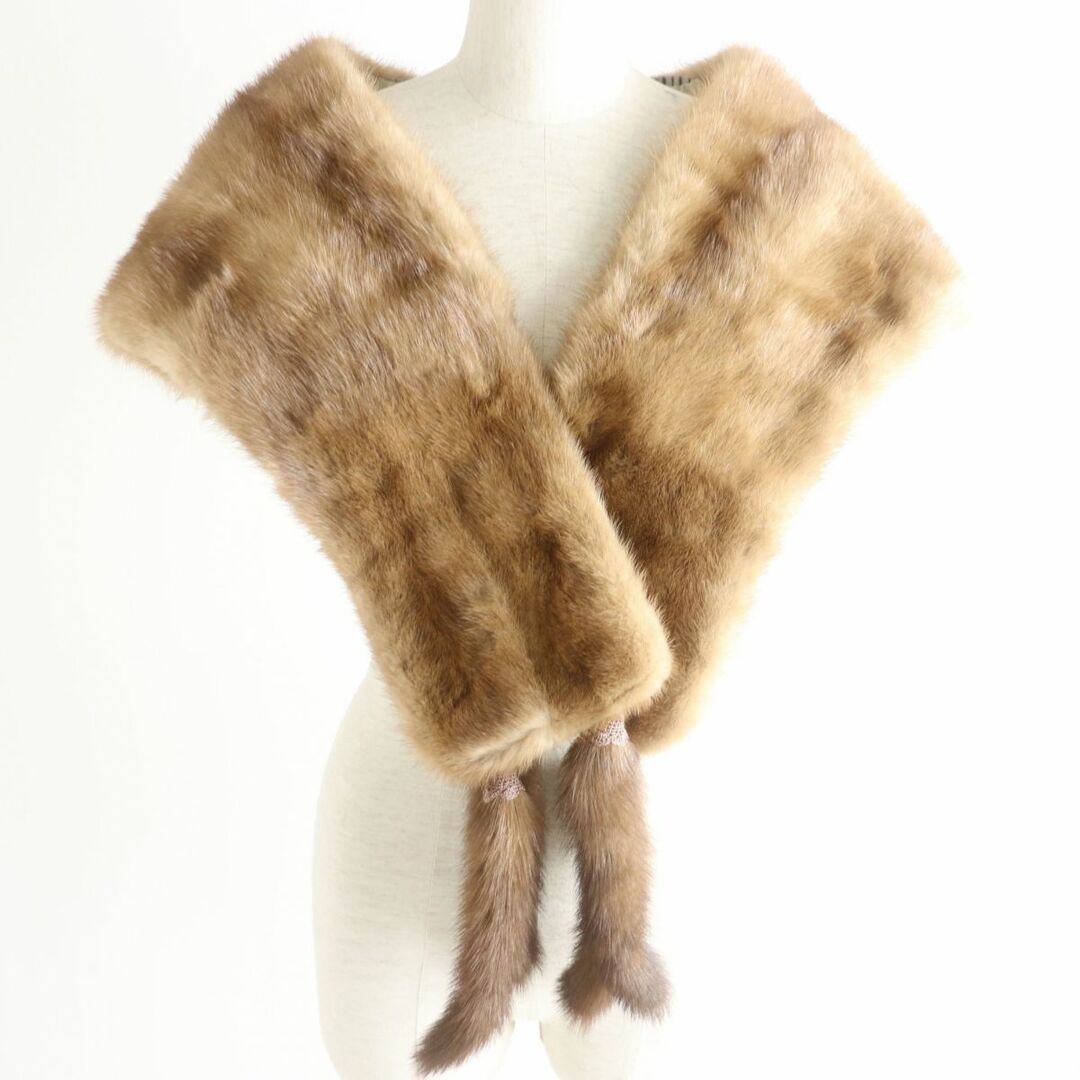 通販 後払い 美品☆MINK ミンク 房付き 本毛皮ショール/ティペット