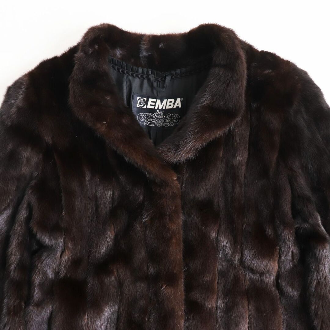 美品○EMBA エンバ MINK ブラックグラマミンク 本毛皮ショートコート ...