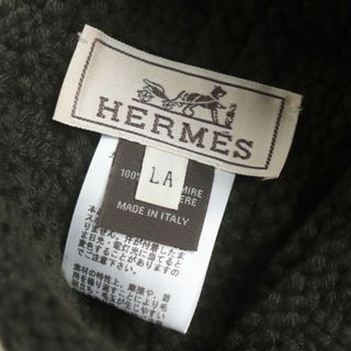 極美品▼HERMES エルメス H152080NK4 FLANEUR H柄編み カシミヤ100% ニットキャップ/帽子 カーキ LA メンズ 正規品