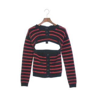 レッドヴァレンティノ(RED VALENTINO)のRED VALENTINO カーディガン XS 黒x赤(ボーダー) 【古着】【中古】(カーディガン)