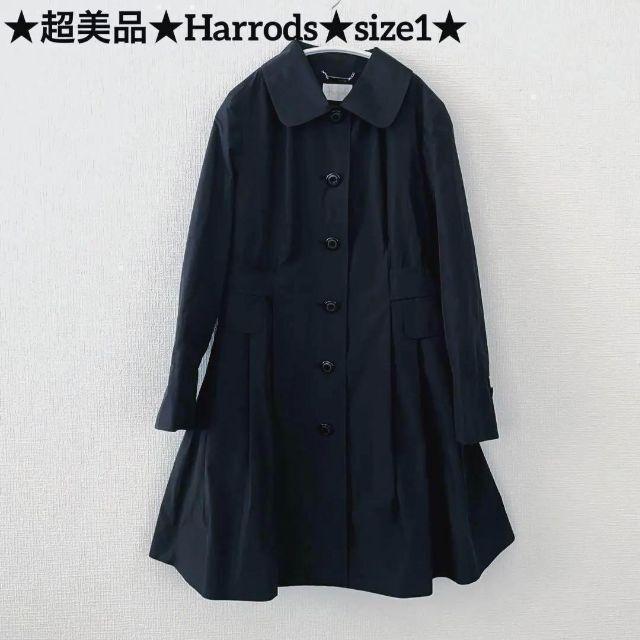 トレンチコート★Harrods ★ハロッズ★スプリングコート★トレンチコート★size1★黒