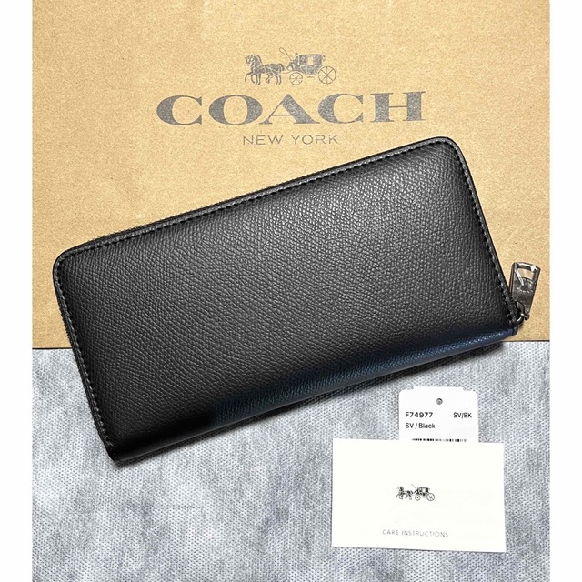 品質満点 COACH コーチ 長財布 グレー センターライン ブラック
