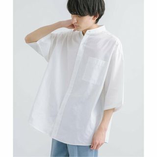 ロッキーモンロー(Rocky Monroe)の【ホワイト】オーバーサイズ コットンブロード バンドカラー半袖シャツ(シャツ/ブラウス(長袖/七分))