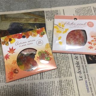 キャンドゥ フレークシール 秋の風景柄 紅葉&木の実 2点セットの通販