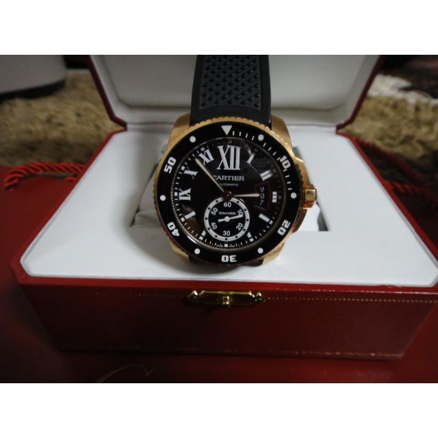 Cartier(カルティエ)のカルティエ カリブル ドゥ ダイバー 750PG ラバー 自動巻 保証書付き メンズの時計(腕時計(アナログ))の商品写真