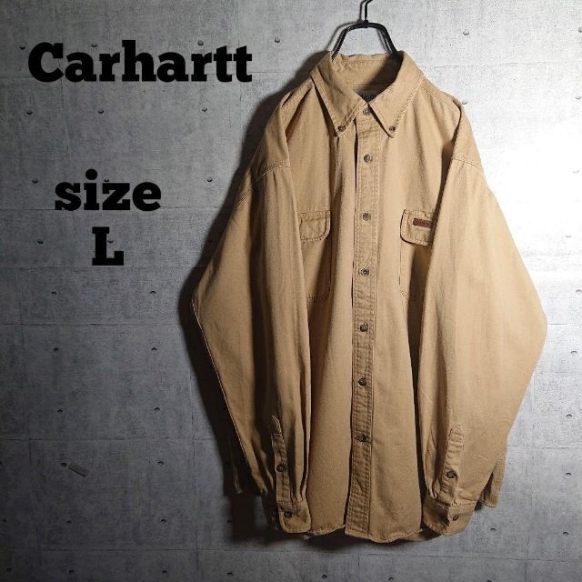 carhartt(カーハート)の【カーハート】厚手 レザータグ  BD ワークシャツ ベージュ L ゆるだぼ メンズのトップス(シャツ)の商品写真