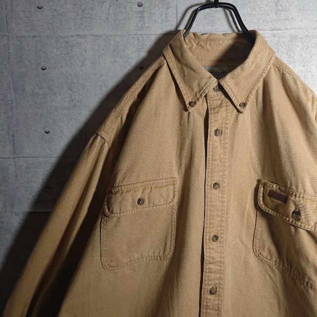 carhartt(カーハート)の【カーハート】厚手 レザータグ  BD ワークシャツ ベージュ L ゆるだぼ メンズのトップス(シャツ)の商品写真