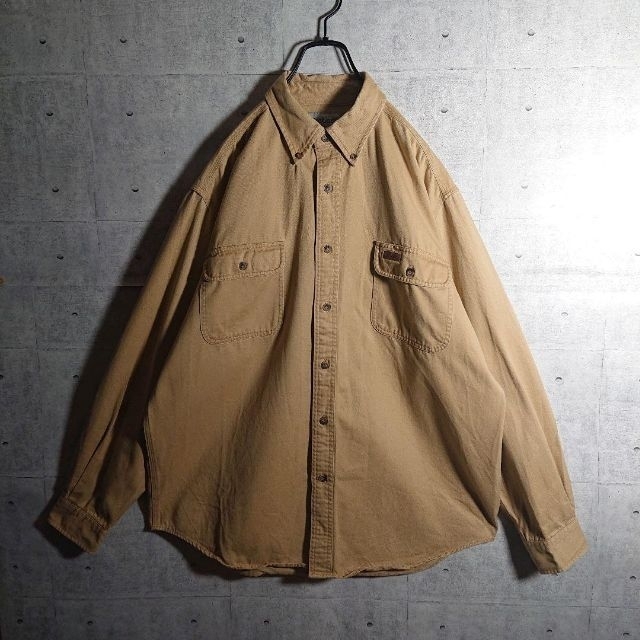 carhartt(カーハート)の【カーハート】厚手 レザータグ  BD ワークシャツ ベージュ L ゆるだぼ メンズのトップス(シャツ)の商品写真