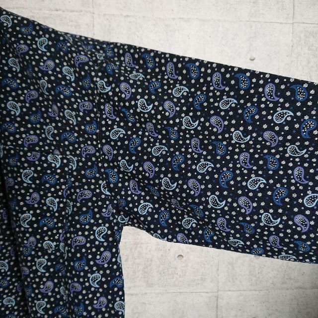 LACOSTE(ラコステ)の希少 ラコステ コーデュロイ ペイズリー総柄 パジャマ シャツ 紺 M 日本製 メンズのトップス(シャツ)の商品写真