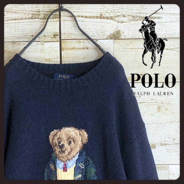 ラルフローレン ニット セーター ポロベア 刺繍入り カシミア混 【安心