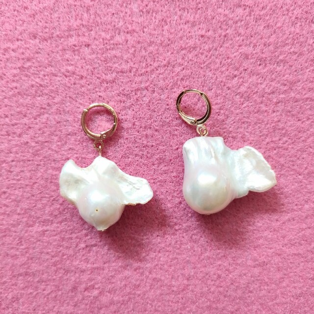 14kgf・baroque pearl whiteピアス④