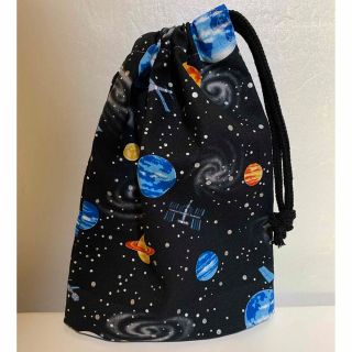 宇宙柄　ブラック　コップ入れ　ハンドメイド(外出用品)