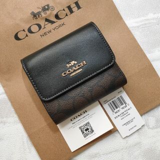 コーチ(COACH)の新作★COACH コーチ 三つ折り コンパクト ウォレット ミニ財布 ブラック(財布)