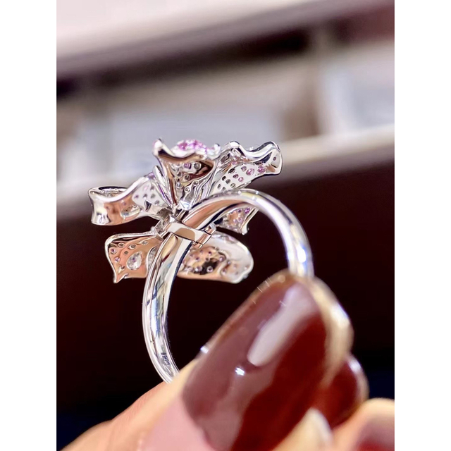 天然ピンク サファイア ダイヤ リング0.8ct k18 ¥ - リング(指輪)