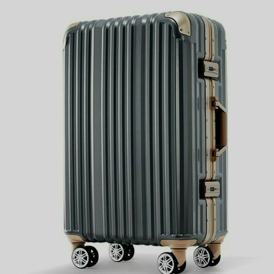 スーツケース　機内持ち込み　アルミフレーム　s おしゃれ　ネイビー×ブロンズ レディースのバッグ(スーツケース/キャリーバッグ)の商品写真