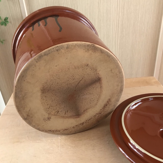 3号 久松窯 切立 かめ 蓋付 漬物容器 保存容器 梅干し 味噌 0307-8