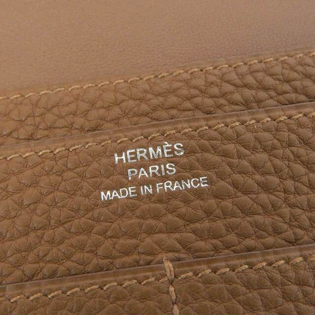 【本物保証】 箱付 超美品 エルメス HERMES ドゴンGM 長財布 トリヨンクレマンス ブラウン系 □M刻印 シルバー金具