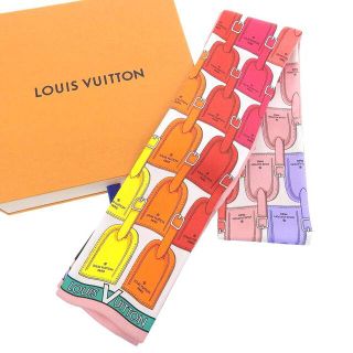 極美品 ルイヴィトン LOUIS VUITTON スカーフ タイ バンドーマイLVタグ モノグラム シルク100％ レディース マルチカラー