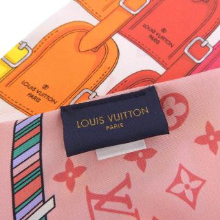 極美品 ルイヴィトン LOUIS VUITTON スカーフ タイ バンドーマイLVタグ モノグラム シルク100％ レディース マルチカラー