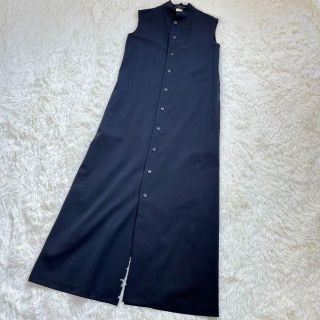 ヨウジヤマモト(Yohji Yamamoto)の【美品】yohji yamamoto ノースリーブ ワンピース　マキシ　ブラック(ロングワンピース/マキシワンピース)