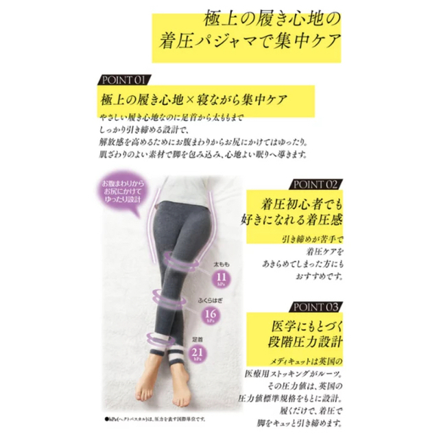 Dr.scholl(ドクターショール)のメディキュット パジャマ レギンス　2個セット　Mサイズ【新品・未使用品】 レディースのレッグウェア(レギンス/スパッツ)の商品写真