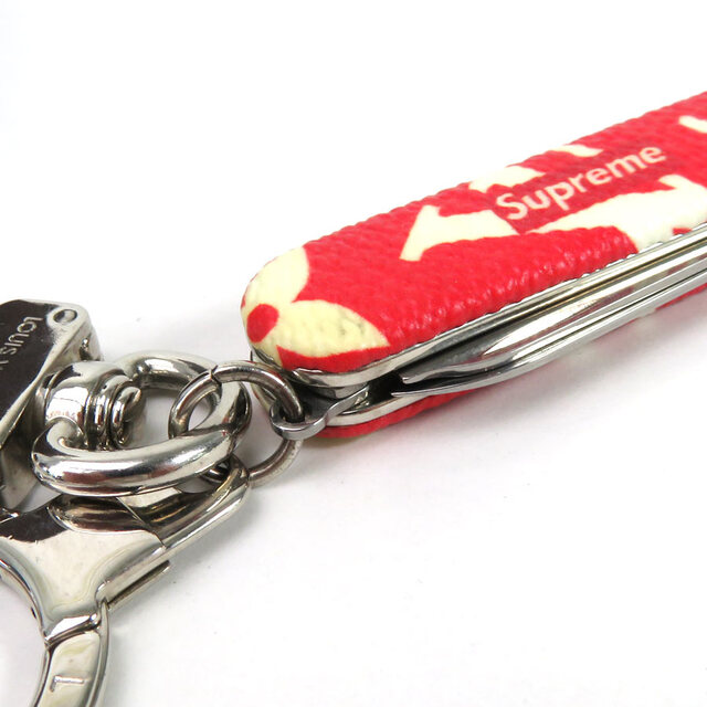 ルイ ヴィトン LOUIS VUITTON チャーム キーリング ポケットナイフ Supremeコラボ メタル/ステンレス/レザー レッド×シルバー ユニセックス MP2070 送料無料【中古】 h29134g