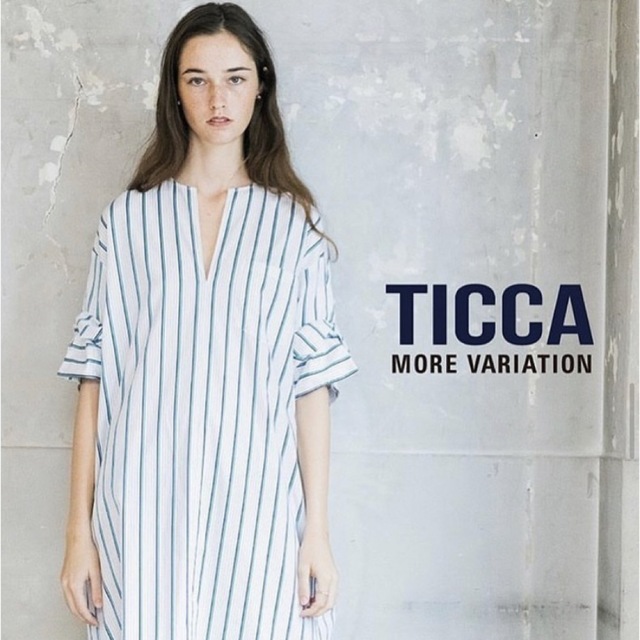 TICCA ティッカ ツイストスリーブワンピース　ストライプ