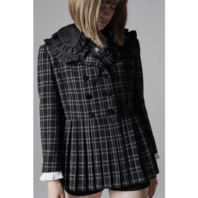 épine(エピヌ)のepine pleats frill jacket tweed check レディースのジャケット/アウター(テーラードジャケット)の商品写真