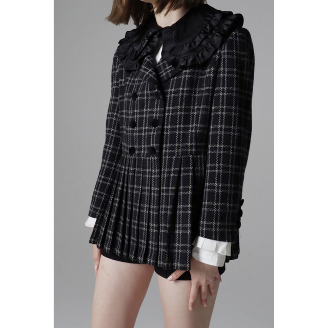 épine(エピヌ)のepine pleats frill jacket tweed check レディースのジャケット/アウター(テーラードジャケット)の商品写真