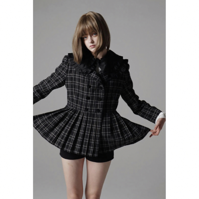 épine(エピヌ)のepine pleats frill jacket tweed check レディースのジャケット/アウター(テーラードジャケット)の商品写真