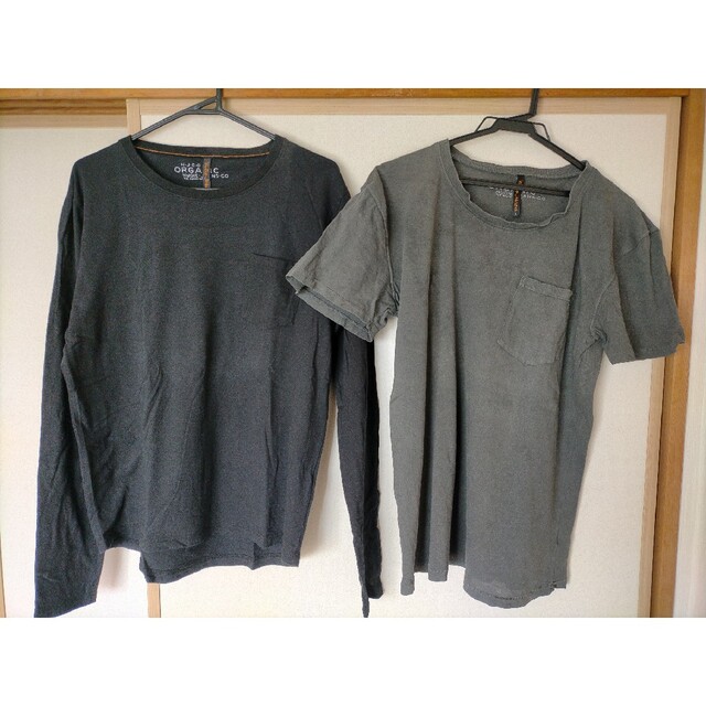 Nudie Jeans(ヌーディジーンズ)のnudie jeans オーガニック ロンT/半袖Tシャツ 2枚セット 黒/グレ メンズのトップス(Tシャツ/カットソー(半袖/袖なし))の商品写真