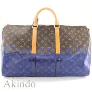 ルイヴィトン(LOUIS VUITTON)のルイヴィトン バッグ モノグラム スプリット ブルー ボストンバッグ 青 キーポル バンドリエール 50 限定クール メンズ M43861 LOUIS VUITTON ヴィトン ビトン 旅行バッグ トラベル 旅行鞄 お出かけ(ボストンバッグ)