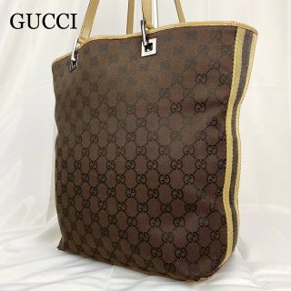 グッチ(Gucci)のGUCCI トートバッグ　シェリーライン　GGキャンバス　ブラウン　A4収納可能(トートバッグ)