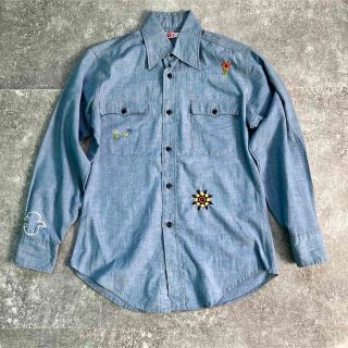 リーバイス(Levi's)の70s USA製 Levi'sリーバイス 刺繍コットン シャンブレーシャツ M(シャツ)