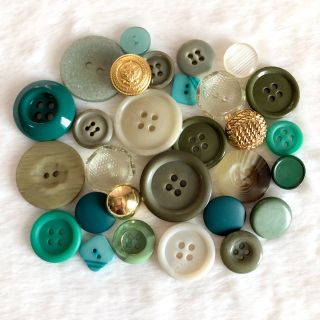 アンティークボタン グリーン系セット(各種パーツ)