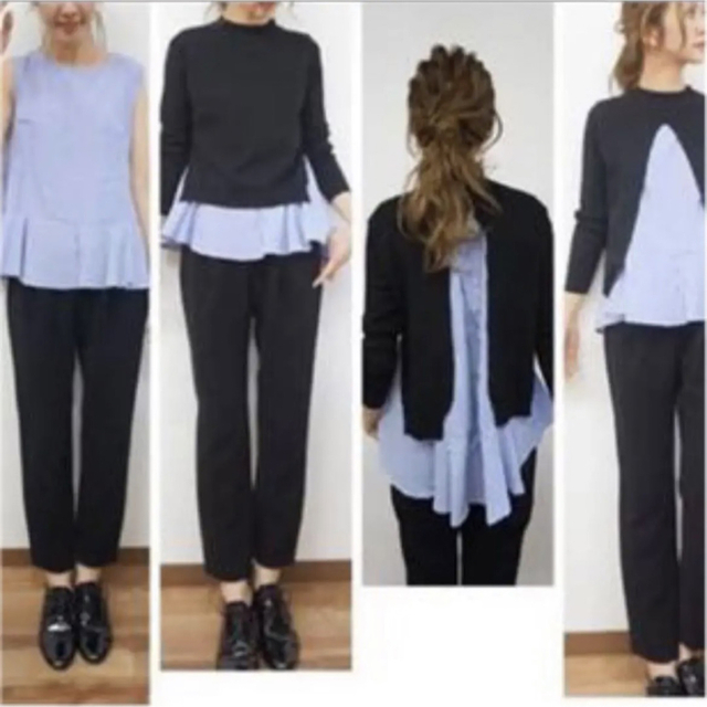 ZARA - 4wayバックスリットレイヤードニットストライプシャツ ZARA - 4wayバックスリットレイヤードニットストライプシャツ