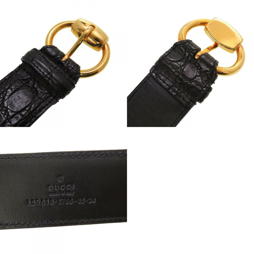 Gucci - 美品 グッチ ホースビット クロコダイル ブラック ゴールド