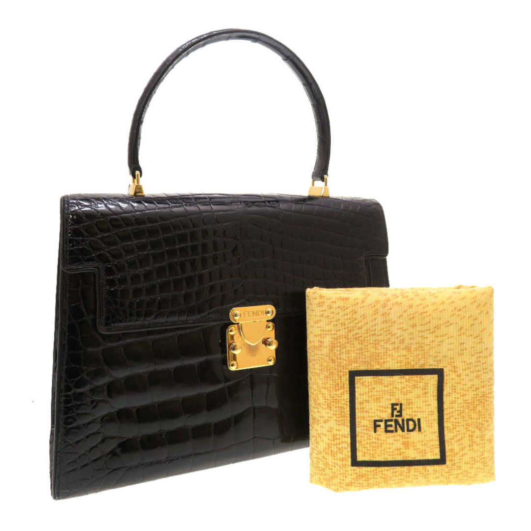 FENDI - 美品 フェンディ クロコダイル ブラック ゴールド金具 FENDI - 美品 フェンディ クロコダイル ブラック ゴールド金具