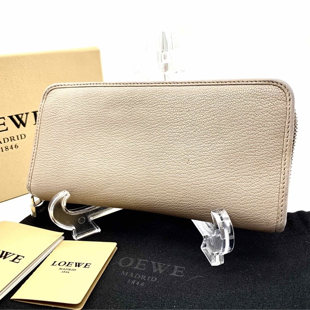 極美品】ロエベ 長財布 ラウンドファスナー アナグラム カナパ レザー