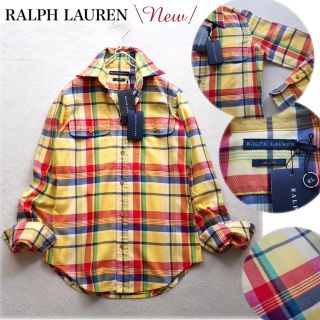 ラルフローレン(Ralph Lauren)の【新品】RALPH LAUREN スリムフィット チェック柄 シャツ イエロー(シャツ/ブラウス(長袖/七分))