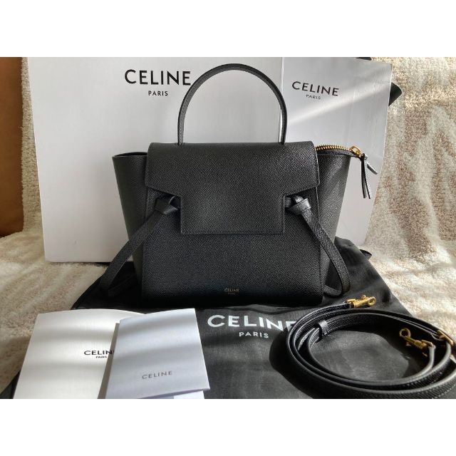 日本製】 celine - セリーヌ ベルトバッグ ナノ ブラック ショルダー