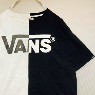 ヴァンズ(VANS)のVANS バンズ 白黒ハーフ バイカラー ロゴ Tシャツ (Tシャツ/カットソー(半袖/袖なし))